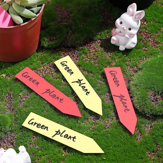 Evanda Plastic Plant Labels, 200 Pcs Waterproof Garden Nursery, Vegetable Plant Tag, Re-Usable, Yellow  Red, 10 x 2 cm (4 x 0.8 in.), Durable, Decorative