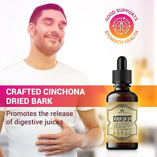 Quinine Liquid Extract 2oz - Cinchona Officinalis Bark Herbal Supplement for Leg Cramping Relief, Cramp Defense and Overall Digestive Health - All-Natural Quinine, Boosting Immune System