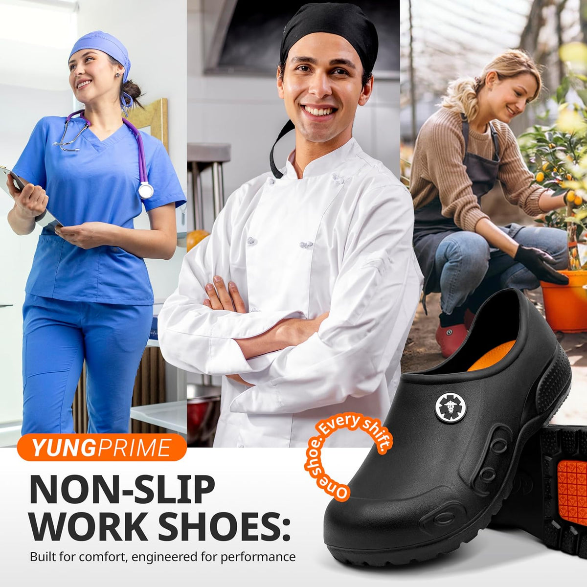 YUNGPRIME Men's and Women's Slip-Resistant Work Shoes - Nursing - Chef Shoes