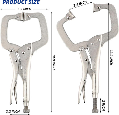 URASISTO 11-Inch C-Clamp Locking Pliers, Heavy Duty Welding C Clamp Pliers with Swivel Pads, Premium Alloy Steel Construction, Quick Release, Fit for Clamping Welding, Woodworking (Cosmetic Scratches)