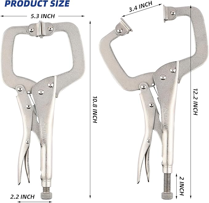 11-Inch C-Clamp Locking Pliers, Heavy Duty Welding C Clamp Pliers with Swivel Pads, Premium Alloy Steel Construction, Quick Release, Fit for Clamping Welding, Woodworking