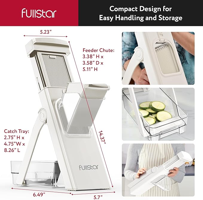 Fullstar Safer Mandoline - 4-in-1 Vertical Slicer for Cucumbers, Potatoes, Fruits & Vegetables