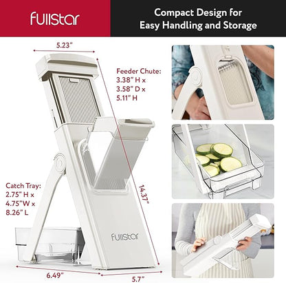 Fullstar Safer Mandoline - 4-in-1 Vertical Slicer for Cucumbers, Potatoes, Fruits & Vegetables