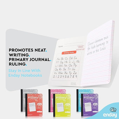 Enday Primary Composition Notebook K-2, Primary Ruled Composition Book, Primary Composition Notebook for Kids, 100 Sheets kindergarten Notebook, Red and Grey (2 Pack)