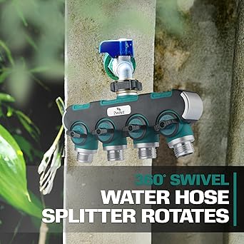 4 Way Garden Hose Splitter, Heavy Duty, Water Hose Manifold, Water Hose Splitter, 4 Way Hose Connector, Spigot Splitter, Faucet Divider Outdoor - Modern