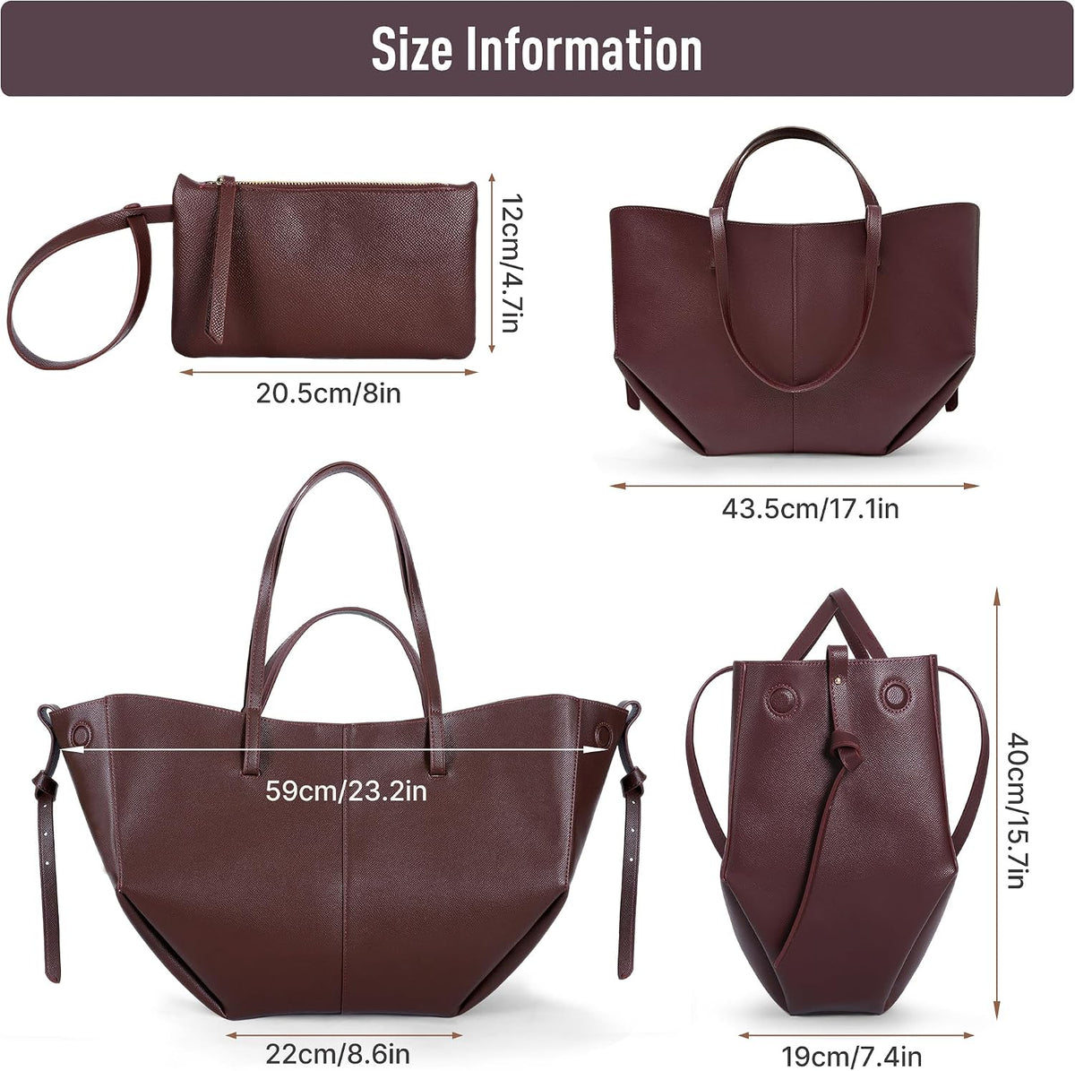 Wing Bag Cyme Cowhide Tote Women Bucket Handbag Premium Leather Lightweight Versatile Shoulder Bag for Work Travel Shopping