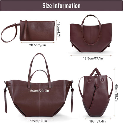 Wing Bag Cyme Cowhide Tote Women Bucket Handbag Premium Leather Lightweight Versatile Shoulder Bag for Work Travel Shopping