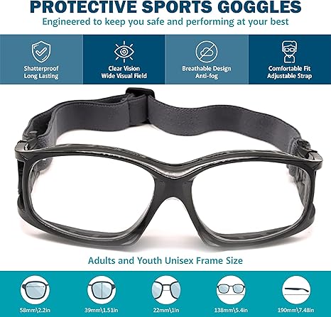 BLUE CUT Safety Outdoor Sports Goggles Unisex Anti Fog Ideal For Basketball Racquetball