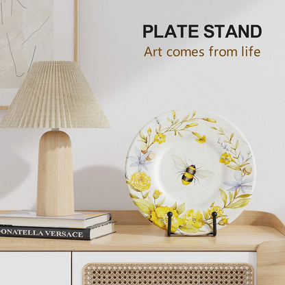 HONGYUTAI 1Pack 4.5 Inch Plate Stands for Display Picture Stand - 4.5 Inch Vinyl Table Top Display, Metal Frame Holders Decorative Plate for Book , Picture, Photo and Platter, Tabletop Art, Black