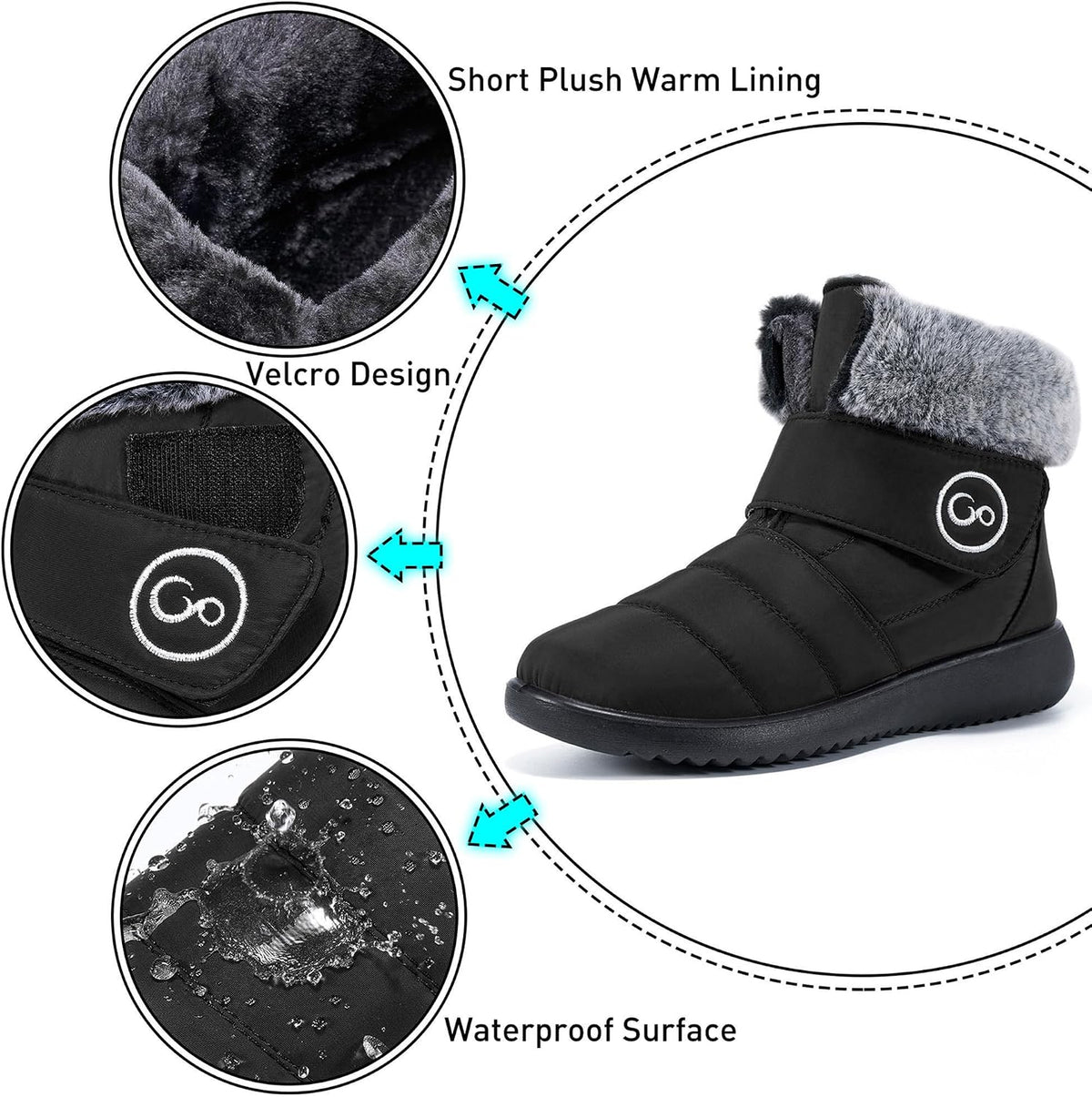 Women Winter Snow Boots: Fur Lined Warm Slip On Boots for Women Waterproof Booties Comfortable Outdoor