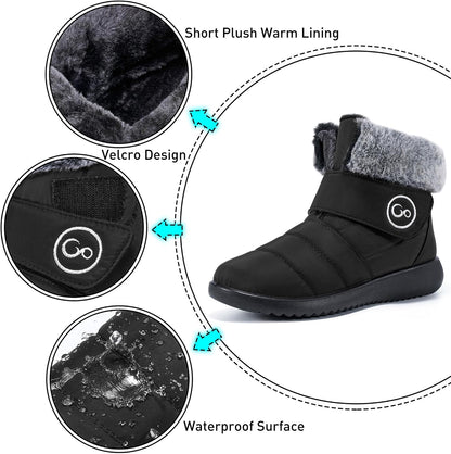 Women Winter Snow Boots: Fur Lined Warm Slip On Boots for Women Waterproof Booties Comfortable Outdoor