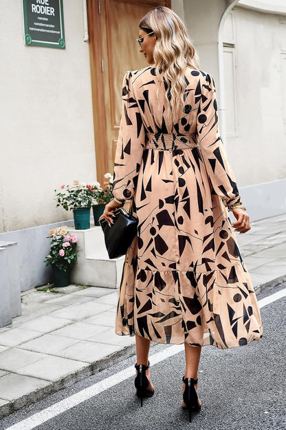 Women's Spring Wrap Maxi Dress Floral V Neck Long Sleeve Wedding Guest Party Casual Chiffon Dress