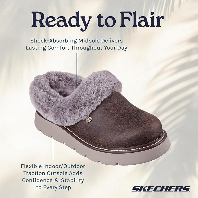 Skechers Women's Keepsakes Lite Slipper | Casual slipper, Skechers Memory Foam cushioned comfort footbed, Faux Fur Lining, Relaxed Fit, Premium Cozy, Machine Washable