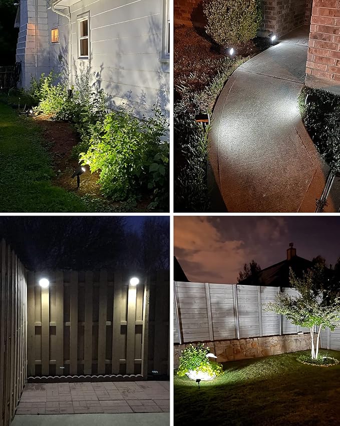 LOTMOS Solar outdoor spotlights 1 pack72 LED3 modes 2 in 1 solar landscape spotlights, automatic switch-off IP67 waterproof wall lights for front door, backyard,