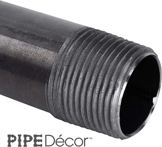 PIPE DECOR 3/4” x 18” Black Steel Plumbing Pipe, Pre-Cut, Industrial Steel Grey, 2 Pack