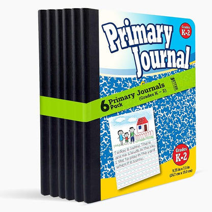 Better Office Products Primary Journal, Hardcover, Primary Composition Book Notebook - Grades K-2, 100 Sheet, One Subject, 9.75" x 7.5", Blue Cover-5 Pack