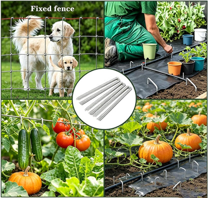 90 Pcs 6 inch Garden Landscape Staples Galvanized Pins Lawn Stakes for Weed Barrier Ground Cover,U-Type Heavy Duty (90 Pcs x 6")