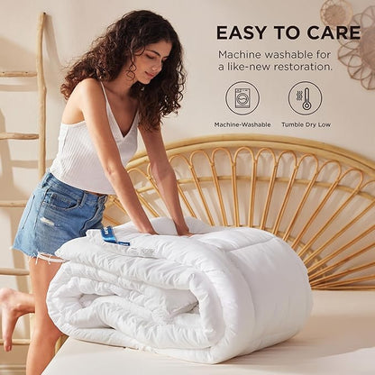 Bedsure Comforter Duvet Insert - Quilted Comforters Queen Size, All Season Duvet, Down Alternative Bedding Comforter with Tabs(White,Queen 88"x88")