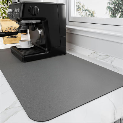 HotLive Coffee Mat - Absorbent Hide Stain Rubber Backed Dish Drying Mat for Kitchen Counter - Bar Mats for Countertops Accessories Fit Under Coffee Maker Espresso Machine- dark gray- 12x19