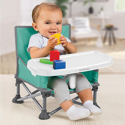 Summer by Bright Starts Pop 'N Sit Portable Booster Chair, Floor Seat, IndoorOutdoor Use, Compact Fold, Teal, 6 Mos - 3 Yrs