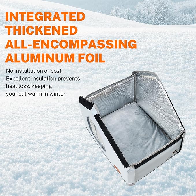 Toozey Large Elevated Heated Outdoor Cat House 100 Waterproof with Insulated Aluminum, 2 Mat, Sturdy Safe Feral Shelter for Winter Indoor Outside with Thermostatic Pet Heating Pad 19.7" X 16" X 17.7"