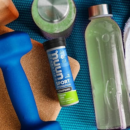 Nuun Sport  Caffeine: Electrolyte Tablets, Fresh Lime, 1 Tube (10 servings)