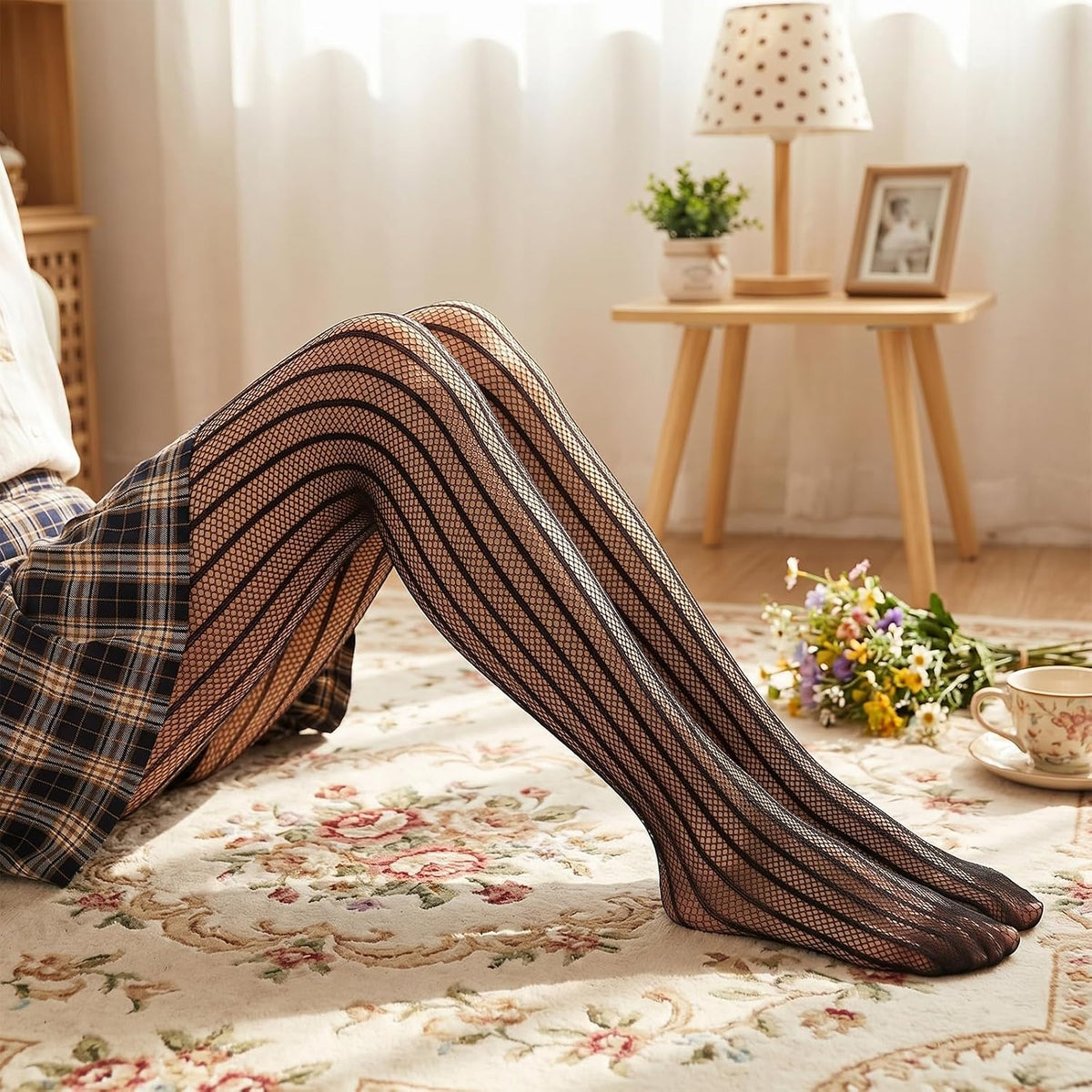 High Waist Fishnet Stockings Striped Tights Women Sexy Fishnet Tights Sexy Black Fish Net Stockings Fishnets Striped Pantyhose Mesh Stocking for Women Lingerie