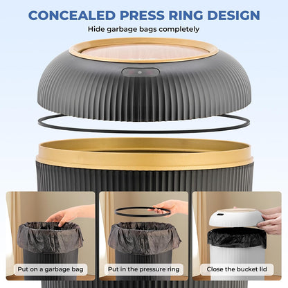 Pukomc Smart Sensor Wastebasket, Convenient and Hygienic Easy to Use, Technology Sensor Waterproof Wastebasket Plastic Trash can for Kitchen, Bathroom, Bedroom, Living Room, Office and Outdoor