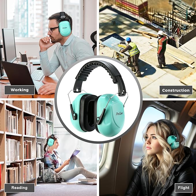 ProCase Noise Reduction Ear Muffs, Sound Proof Ear Protection, NRR 28dB Noise Cancelling Headphones for Adults Kids Autism, Hearing Protection for Shooting Gun Range Mowing -Teal