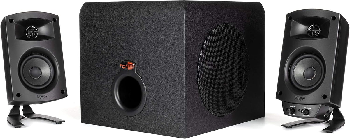 This Klipsch speaker system delivers incredible THX-certified sound for gaming, movies, or music, with powerful bass and clear, controlled audio.