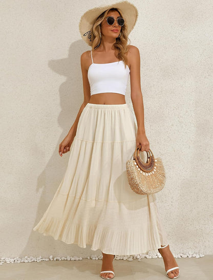 Arolina Chiffon Maxi Skirts for Women Tiered A-Line Long Skirt Flowy Casual Summer Beach Vacation Trendy 2026