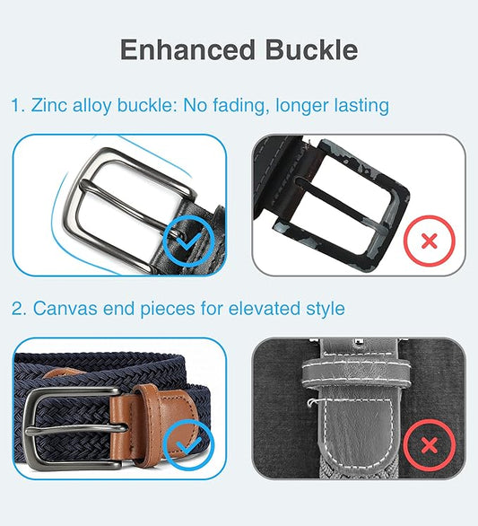 CHAOREN Stretch Belts for Men - Braided Elastic Golf Belt for Men 1 38"- Gift for Casual Jeans Shorts