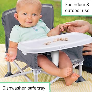 Summer Infant Pop 'N Dine SE Highchair  Bright Starts Pop 'N Sit Booster - Portable IndoorOutdoor Dining Seats, 6 Months - 3 Years