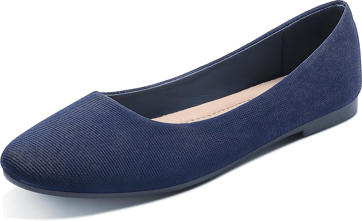 Obtaom Round Toe Women Flat Shoes Slip on Girls Dress Black Ballet Flats.
