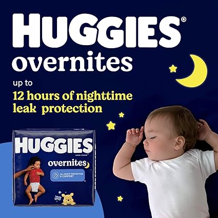 Huggies Overnites Size 5 Overnight Diapers (27 lbs), 50 Ct, Packaging May Vary