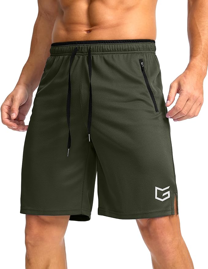 G Gradual Men's Gym Shorts wtih Zipper Pocket 9" Athletic Basketball Mesh Shorts for Men Workout Quick Dry Lightiweight