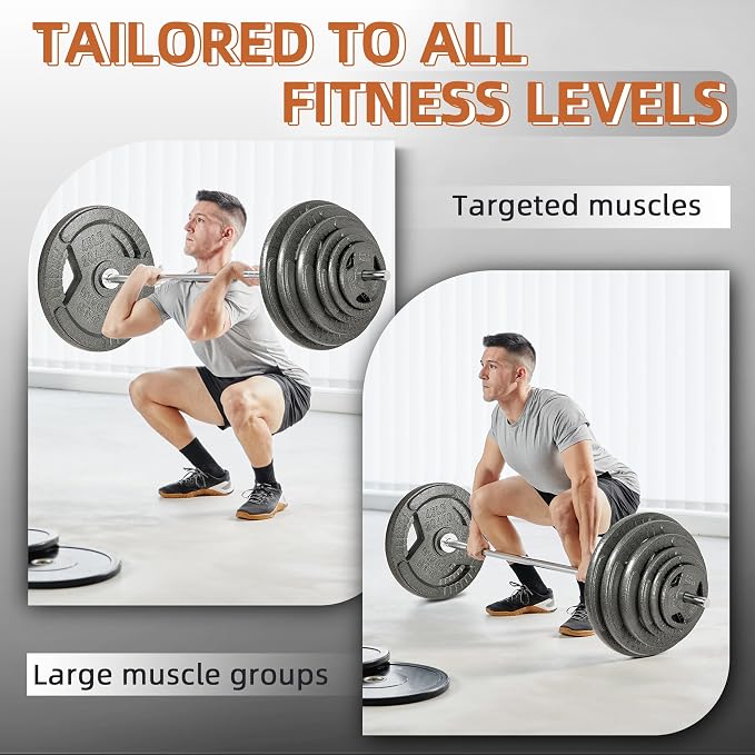Fitvids Cast Iron 1-Inch Standard Weight Plate for Strength Training & Weightlifting, Multiple Weights Available