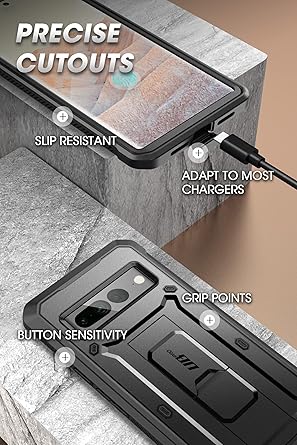 SUPCASE Unicorn Beetle Pro Series Case for Google Pixel 7 Pro (2022 Release), Full-Body Rugged Belt-Clip  Kickstand Case with Built-in Screen Protector (Black)
