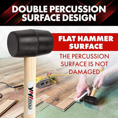 YY-2-005 Rubber Mallet Hammer With Wood HandleAi8-oz, black