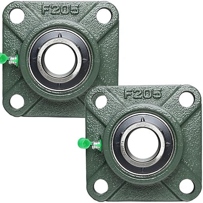2 Pack UCF205-16 Pillow Block Bearing - Square Flange Mounted Pillow Block Bearings - Bearing Steel Bearings with 1" Bore - Self Alignment, Solid Cast Iron Base