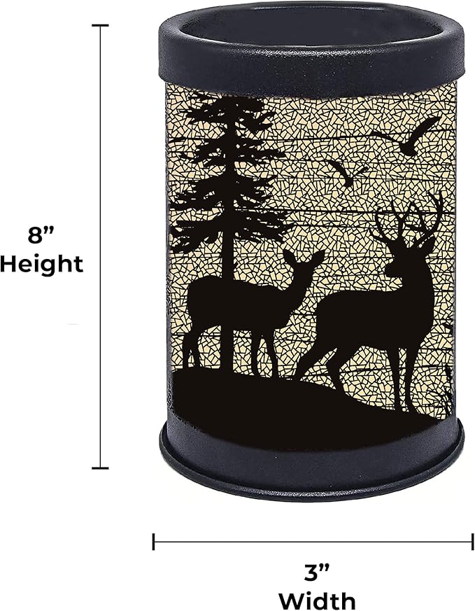 Rivers Edge Products Rustic Electric Candle Warmer Lamp and Wax Warmer for Scented Wax, Night Light, Home Decor, Gift for Home or Office, Black with Backlight Illustration, Deer Silhouette