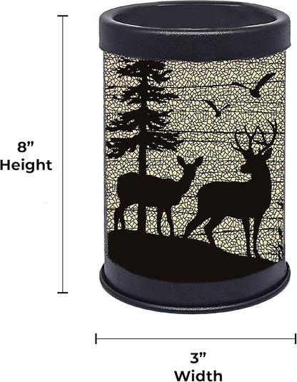 Rivers Edge Products Rustic Electric Candle Warmer Lamp and Wax Warmer for Scented Wax, Night Light, Home Decor, Gift for Home or Office, Black with Backlight Illustration, Deer Silhouette