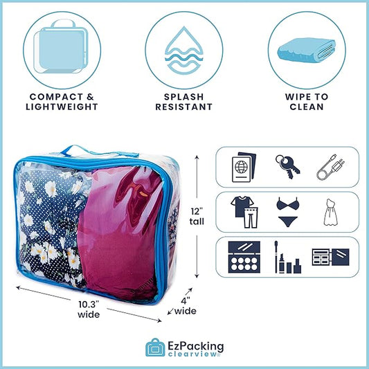 Medium Clear Travel Packing CubeSee-Through Clothes Organizer for Carry on  Checked Suitcase, RV or CampingTransparent Storage CellDoll StorageGame Day Stadium Approved (Gray)
