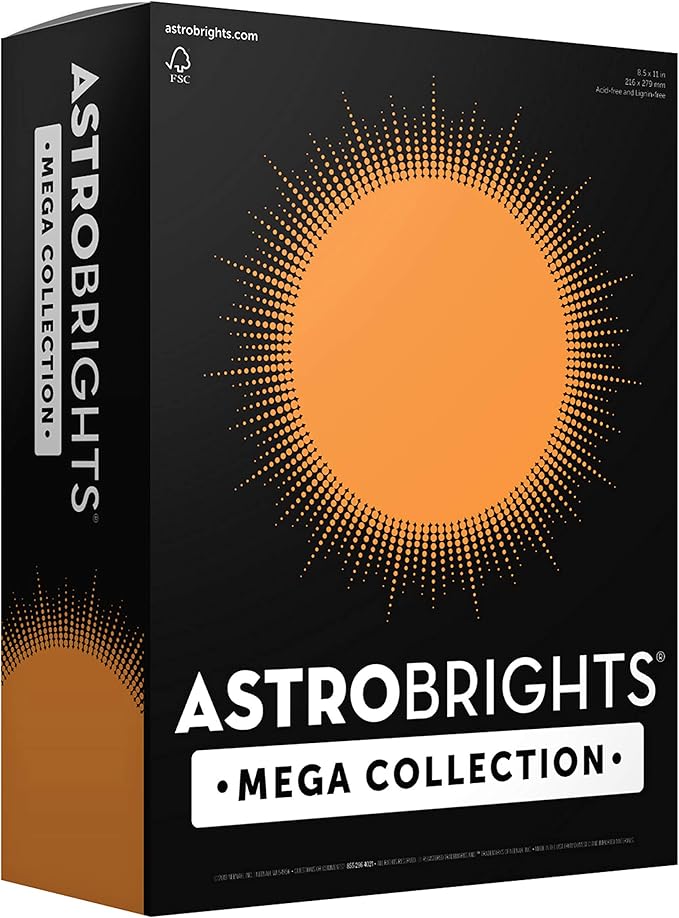 Astrobrights Mega Collection, Colored Cardstock, Bright Orange, 320 Sheets, 65 lb176 gsm, 8.5" x 11" - MORE SHEETS! (91626)