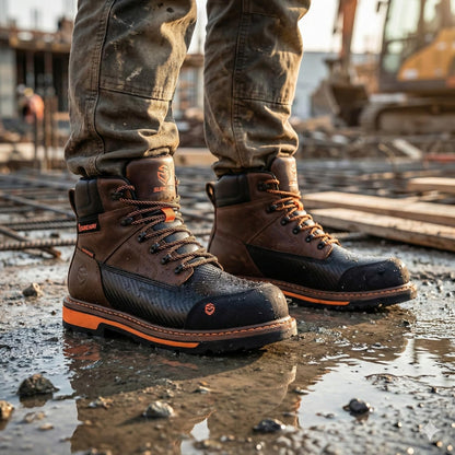 SUREWAY Men's 6" Waterproof Soft/Composite Toe Work Boot - Heavy Duty Crazy Horse Leather, Slip Resistant Lace Up for Construction & Industrial Safety .