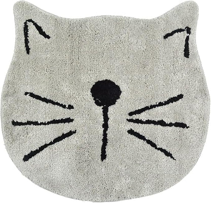 HelloTree Cat Design Bath Mat, Non-Slip, Soft, Washable, Absorbent, Fun Absorbent Mat for Kids, for Living Room, Bedroom, Bathroom, 23.6 x 23.6 inches, Gray
