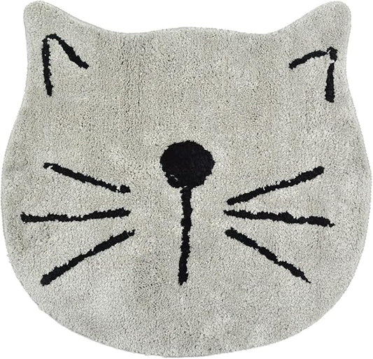 HelloTree Cat Design Bath Mat, Non-Slip, Soft, Washable, Absorbent, Fun Absorbent Mat for Kids, for Living Room, Bedroom, Bathroom, 23.6 x 23.6 inches, Gray