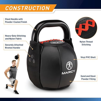 Marcy Strength Training Soft Kettlebell with Handle for Weightlifting, Conditioning, Strength and core Training 15 lbs