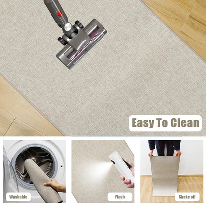 Yancorp 2'x3' Ultra Thin Bathroom Rugs,Low Profile Bath Rug,Rubber mat,Fit Under Door,Non Slip,Machine Washable Shower Rug, Khaki (23"x35")