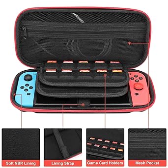 Buewutiry Mushroom Snail Compatible with Nintendo Switch Case - Carrying Case Compatible with Nintendo Switch LiteOled Travel Case Protector with Pockets for Accessories And Games Cases